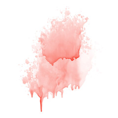 Red watercolor blood splash on a white background. Vector paint stain in red color. Blood splatter drop. Abstract red watercolor blot. Ink brush texture