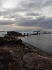 Overcast sky over Mahon Pool in the morning, Sydney, Australia.