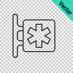 Black line Medical symbol of the Emergency - Star of Life icon isolated on transparent background. Vector