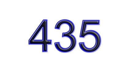 blue 435 number 3d effect white background