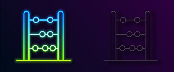 Glowing neon line Abacus icon isolated on black background. Traditional counting frame. Education sign. Mathematics school. Vector