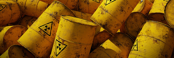 radioactive waste, big pile of barrels
