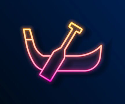 recommend clip art: Glowing neon line Gondola boat italy venice icon isolated on black background. Tourism rowing transport romantic. Vector
