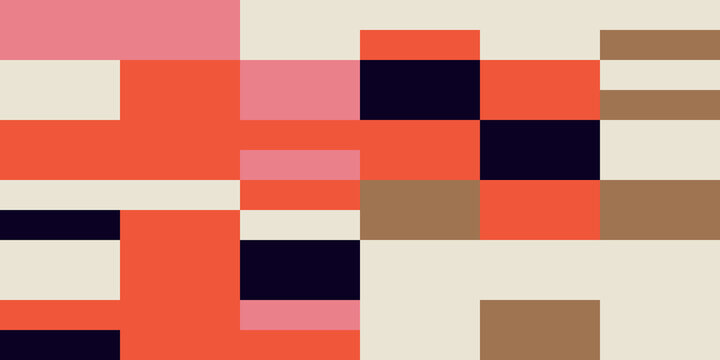 Modern vector abstract  geometric background with stripes, rectangles and squares  in retro style. Pastel colored simple shapes graphic pattern. Abstract mosaic artwork.