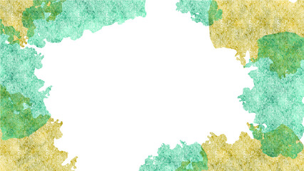 abstract watercolor frame painting with green and yellow background vector
