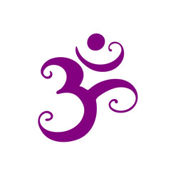Om,Aum,symbol of Hinduism.Calligraphy,simple icon,logo of sacred sound,primordial mantra,word of power,pictogram.Calligraphy.Hand-drawn sign of yoga,meditation,sacredness,spirituality.Isolated. Vector