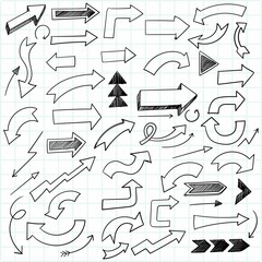 Hand drawn creative doodle arrow set sketch
