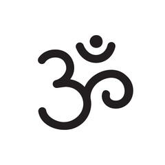 Om,Aum,symbol of Hinduism.Calligraphy,simple icon,logo of sacred sound,primordial mantra,word of power,pictogram.Calligraphy.Hand-drawn sign of yoga,meditation,sacredness,spirituality.Isolated. Vector