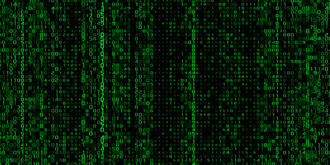 A stream of binary matrix code on the screen. numbers of the computer matrix. © Higher than clouds