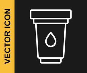 White line Water filter cartridge icon isolated on black background. Vector