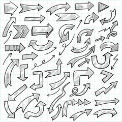 Hand draw geometric doodle business arrow set