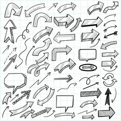 Hand drawn directional arrows set sketch design