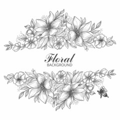 Artistic decorative sketch wedding floral background