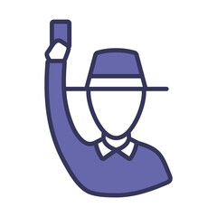 Cricket Umpire With Hand Holding Card Icon