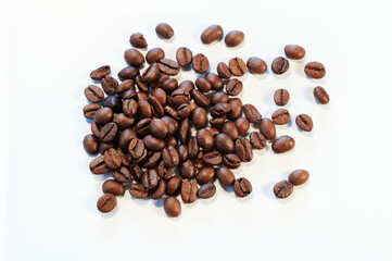 Close view of roasted coffee beans ready to be ground and infused