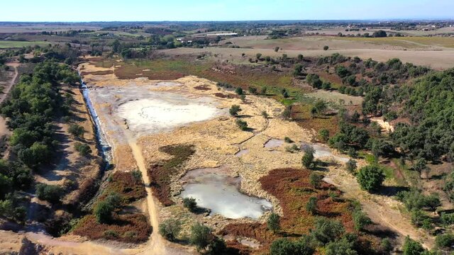 Solfatara riserva naturale di Decima Malafede, Roma, Italia.
Vista aerea della solfatara.