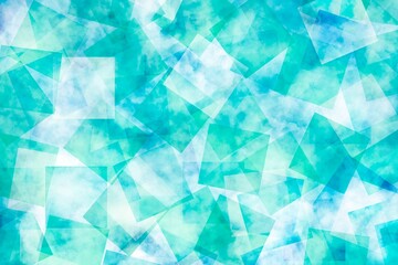 雲のテクスチャの重なる四角の柄　幾何学模様の抽象背景）緑　曇り　モダンアート　鮮やか　形　爽やか