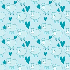 Kids seamless cute sheeps pattern for wallpaper and fabrics and textiles and packaging and gifts and cards and linens