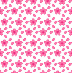 Sakura flower seamless pattern. Cherry blossom background. Pink flowers design for textiles, fabric, interior, wallpaper, decoration. The botanical. Vector
