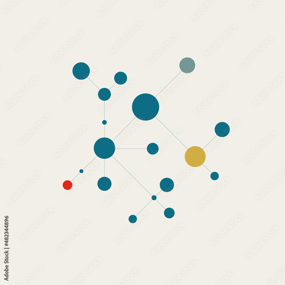 Poster business network and networking vector concept. symbol of communication, design, technology. minimal