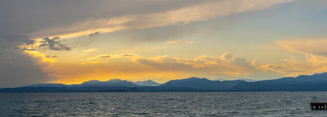 Sunset in Lazise on Lake Garda, Italy