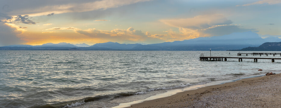 Sunset in Lazise on Lake Garda, Italy