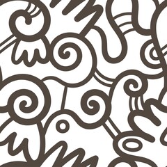 Seamless abstract pattern on white background. Vector doodle image. Graphic linear wallpaper.