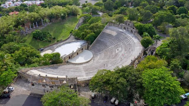 Outdoors Roman-styled amphitheater in Altos de Chavon village; aerial