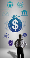 Cbdc concept watched by a businessman