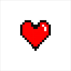 pixel heart icon, vector, illustration, 10 eps