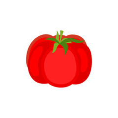 on a white background, delicious red tomatoes
