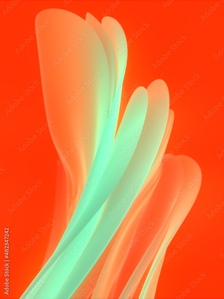 Aufkleber magic waves of fabric in the wind abstract digital illustration with trendy gradient. 3d rendering m