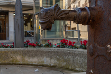 Close-up of a water fountain made of iron