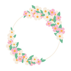 Vector illustration. Spring wreath hand drawn doodle clipart. Perfect for cards, banners, wedding projects.