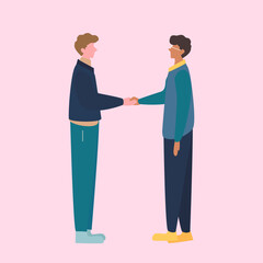 Fototapeta premium illustration of two students shaking hands