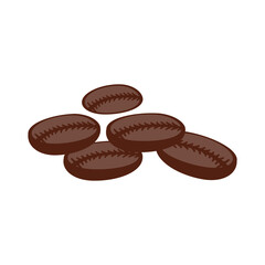 A flat design with coffee beans on a white background.