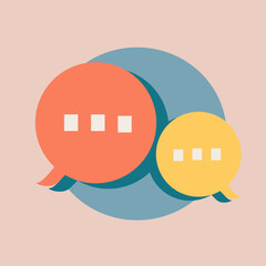 colorful bubble talk icon, blue, orange