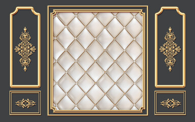 3d wallpaper Modern Fashion Golden Pattern Soft Embossed Background 