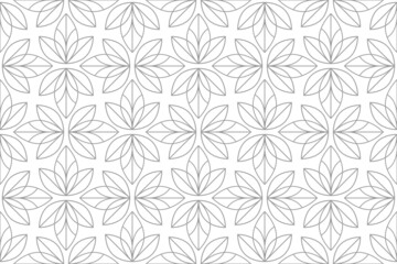 Flower geometric pattern. Seamless vector background. White and gray ornament. Ornament for fabric, wallpaper, packaging. Decorative print.