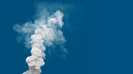 white dense co2 emissions smoke column exhaust from wildfire, isolated - industrial 3D rendering