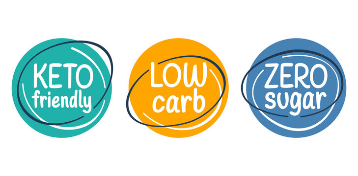 Low carb, Keto friendly, Zero sugar - food labels