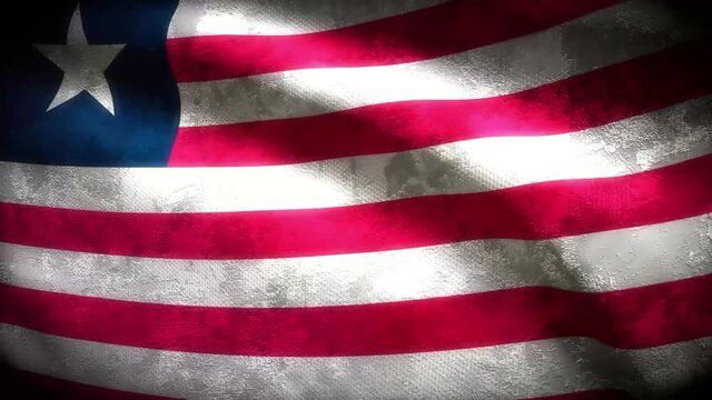 Liberia grungy flag loop