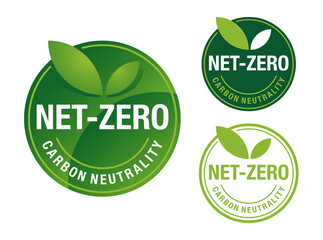 Net zero carbon neutrality sticker - obrazy, fototapety, plakaty