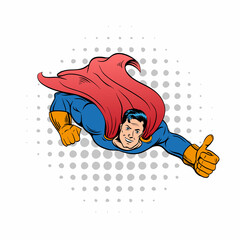 Superhero flying. Hand drawn vector illustration