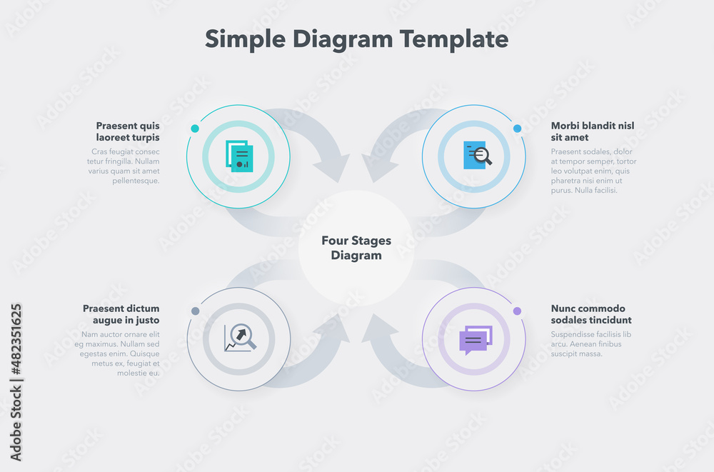 Leinwandbilder Simple diagram template with four stages. Easy to use for your website or presentation.
