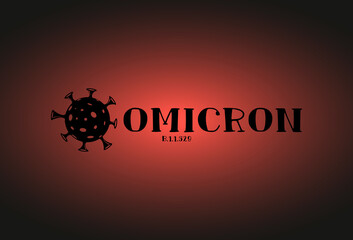 Omicron coronavirus symbol banner. Bacterium background on dark red background. Vector B.1.1.529