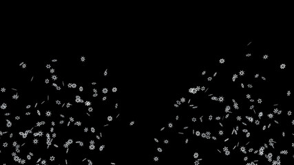 3D illustration of snowflakes flow