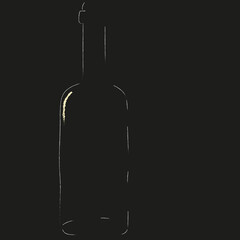 An outline of a wine bottle.