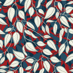 Minimalist Leaf Line Art Illustration as a Seamless Surface Pattern Design