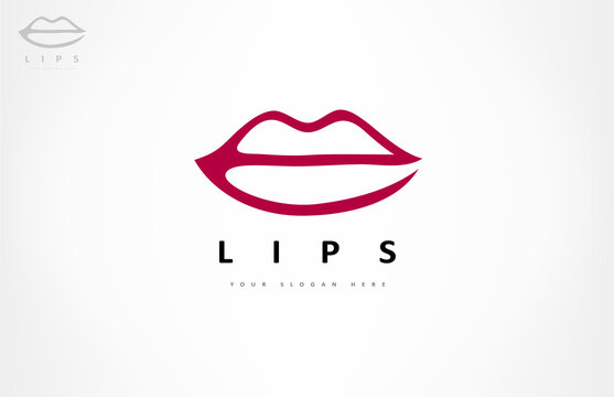 Lips logo vector. Kiss design.